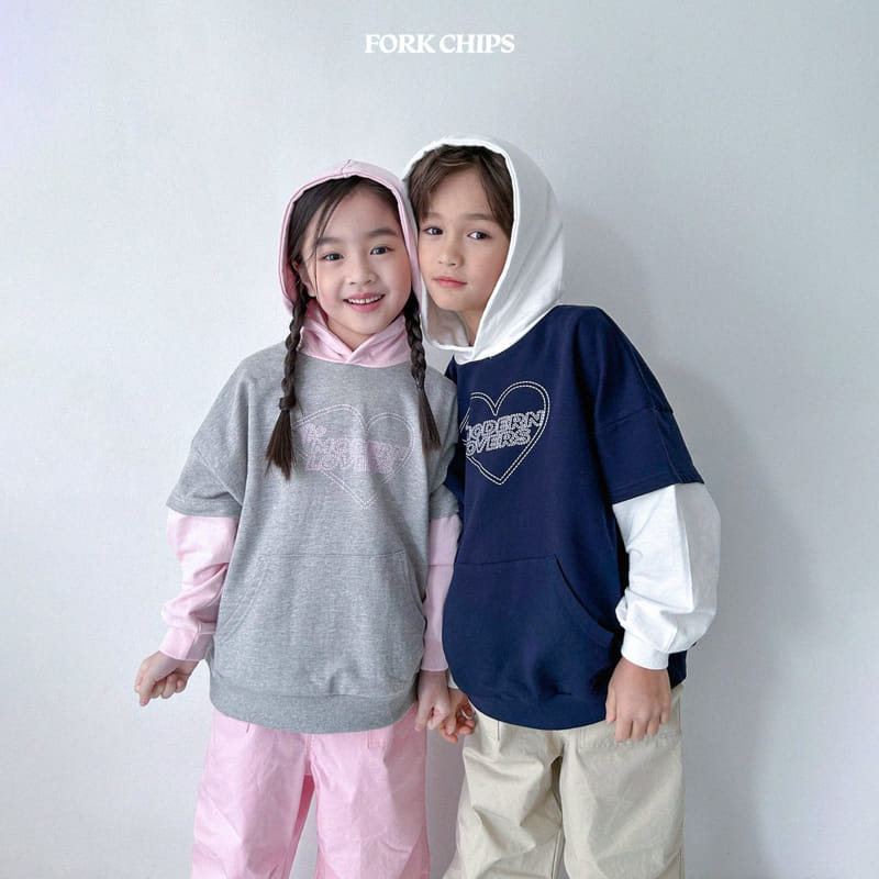 Fork Chips - Korean Children Fashion - #prettylittlegirls - Heart Pin Hoody