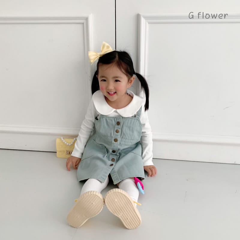 G Flower - Korean Children Fashion - #magicofchildhood - Denim Sleeves One-piece - 2