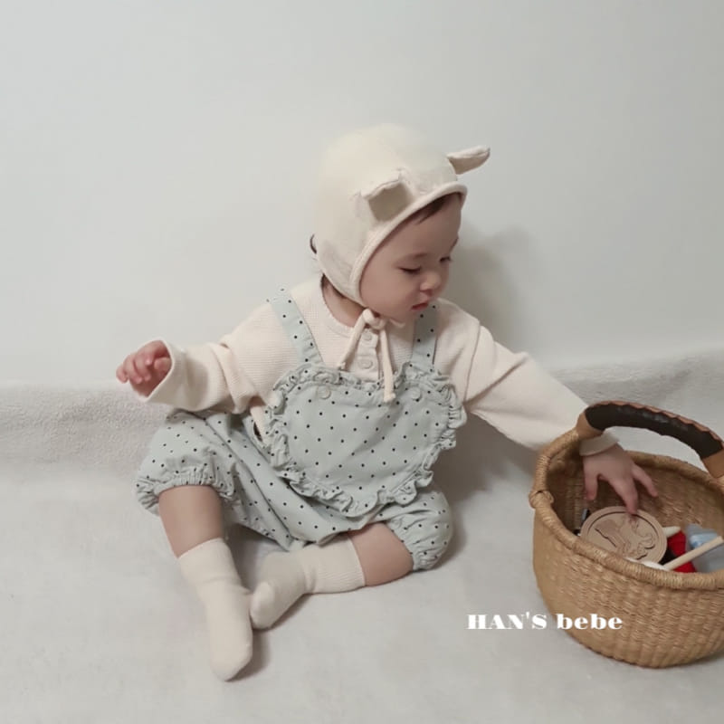 Han's - Korean Baby Fashion - #onlinebabyshop - Bebe Frill Bonbon Dungarees Bodysuit - 12