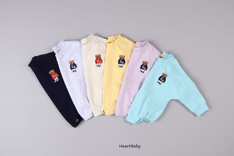 Heart Baby - Korean Baby Fashion - #smilingbaby - Bear Embroidery Bodysuit - 4