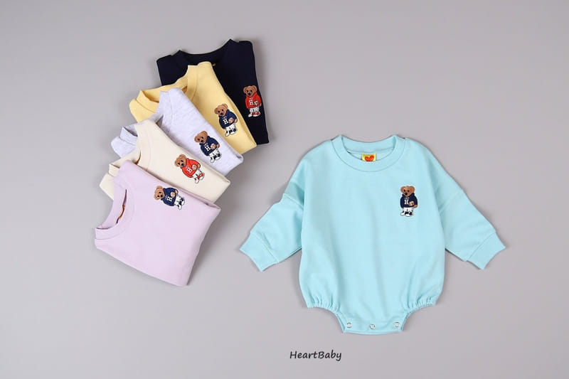 Heart Baby - Korean Baby Fashion - #babyfashion - Bear Embroidery Bodysuit - 7
