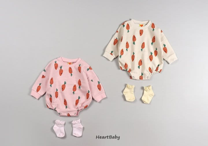Heart Baby - Korean Baby Fashion - #babylifestyle - Carrot Boduysuit - 2