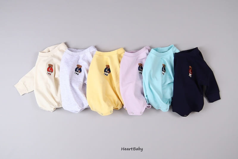 Heart Baby - Korean Baby Fashion - #babyoninstagram - Bear Embroidery Bodysuit - 11
