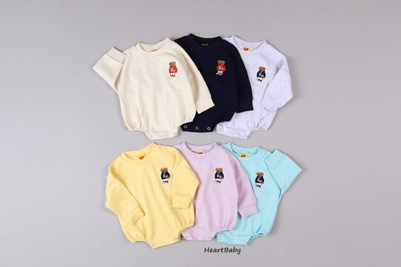 Heart Baby - Korean Baby Fashion - #smilingbaby - Bear Embroidery Bodysuit - 3