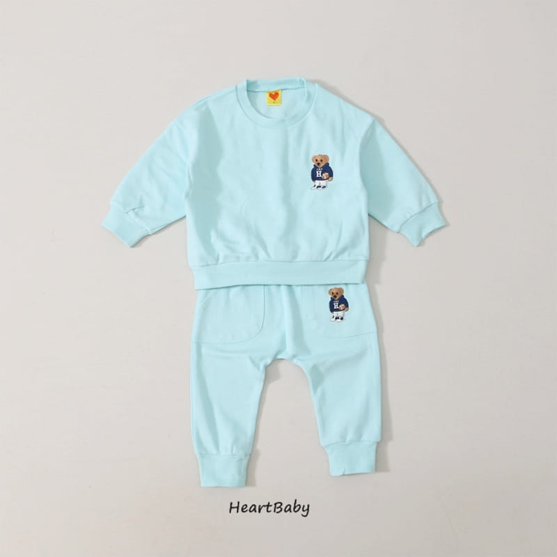 Heart Baby - Korean Children Fashion - #Kfashion4kids - Bear Embroidery Top Bottom Set - 7