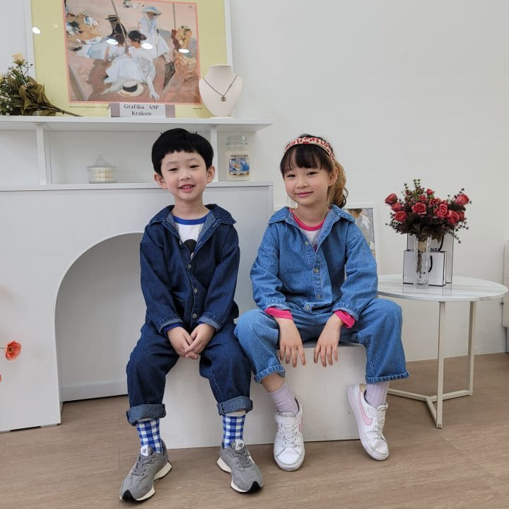 Heart Baby - Korean Children Fashion - #childofig - Denim Pocket Jumpsuit - 9