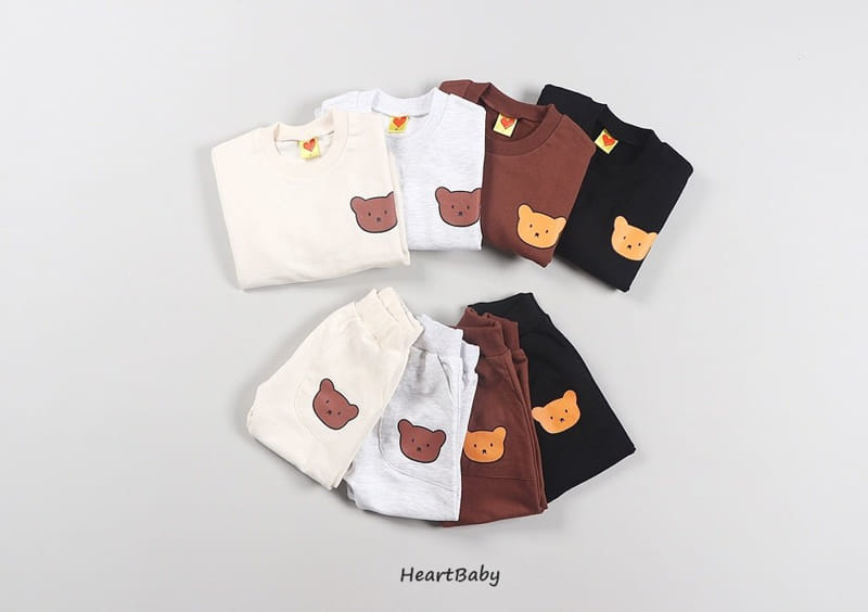 Heart Baby - Korean Children Fashion - #childofig - Bear Face Top Bottom Set