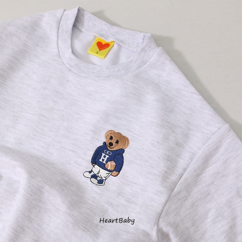 Heart Baby - Korean Children Fashion - #childofig - Bear Embroidery Top Bottom Set - 12