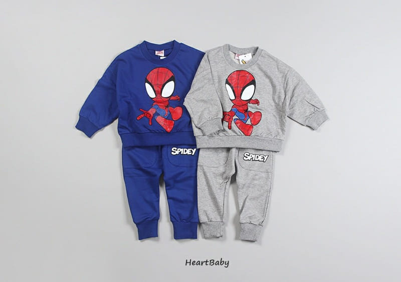 Heart Baby - Korean Children Fashion - #childrensboutique - Spider Man Top Bottom Set - 6