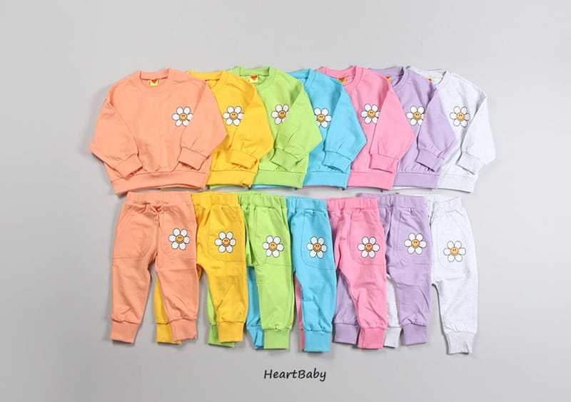 Heart Baby - Korean Children Fashion - #childrensboutique - Sun Flower Top Bottom Set