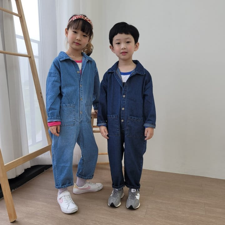 Heart Baby - Korean Children Fashion - #designkidswear - Denim Pocket Jumpsuit - 11