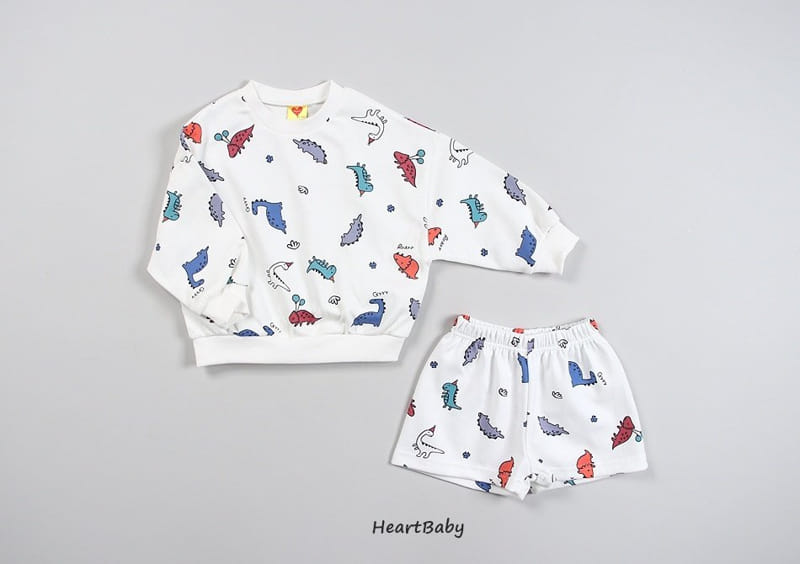 Heart Baby - Korean Children Fashion - #designkidswear - Dino Shorts Top Bottom Set - 6