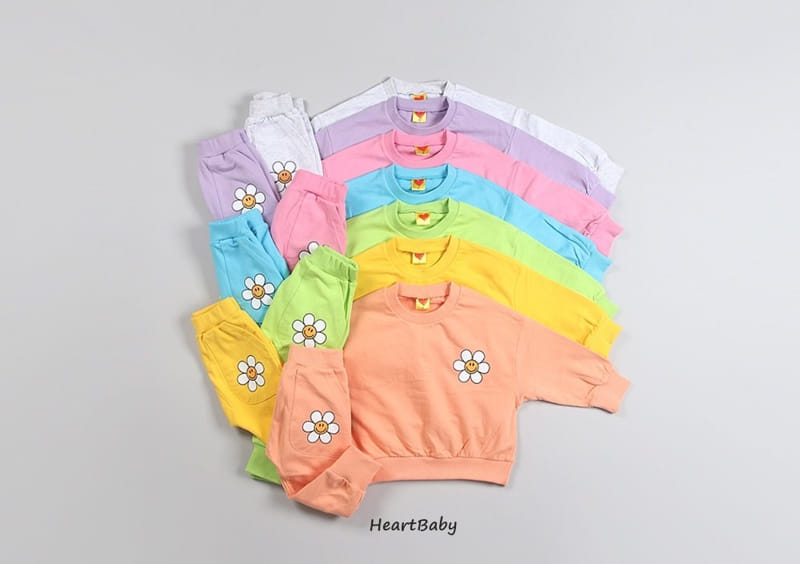 Heart Baby - Korean Children Fashion - #designkidswear - Sun Flower Top Bottom Set - 2