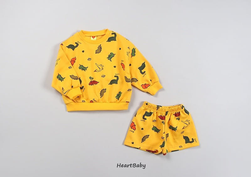 Heart Baby - Korean Children Fashion - #fashionkids - Dino Shorts Top Bottom Set - 8