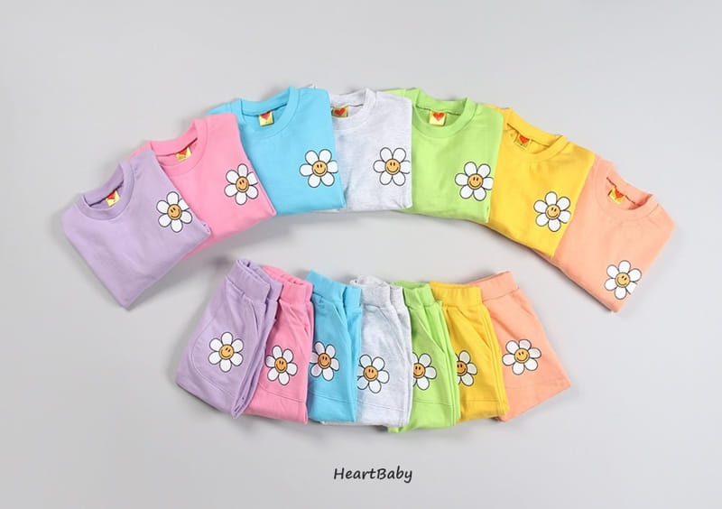 Heart Baby - Korean Children Fashion - #discoveringself - Sun Flower Top Bottom Set - 4