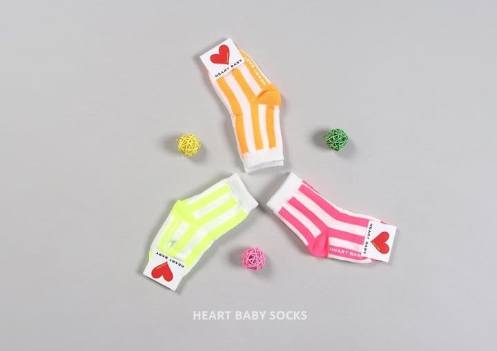 Heart Baby - Korean Children Fashion - #kidsshorts - Neon Stripes Socks