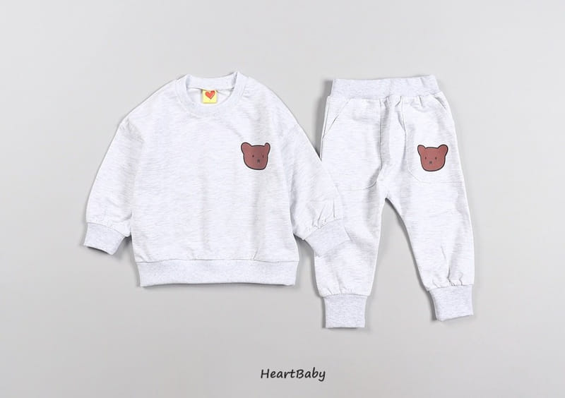 Heart Baby - Korean Children Fashion - #kidzfashiontrend - Bear Face Top Bottom Set - 8