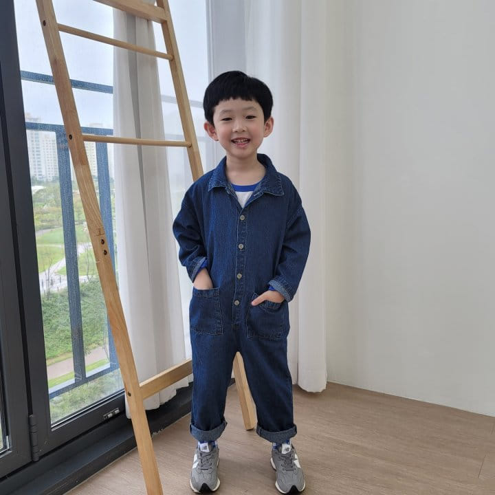 Heart Baby - Korean Children Fashion - #littlefashionista - Denim Pocket Jumpsuit - 2