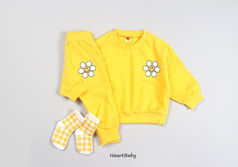 Heart Baby - Korean Children Fashion - #littlefashionista - Sun Flower Top Bottom Set - 9