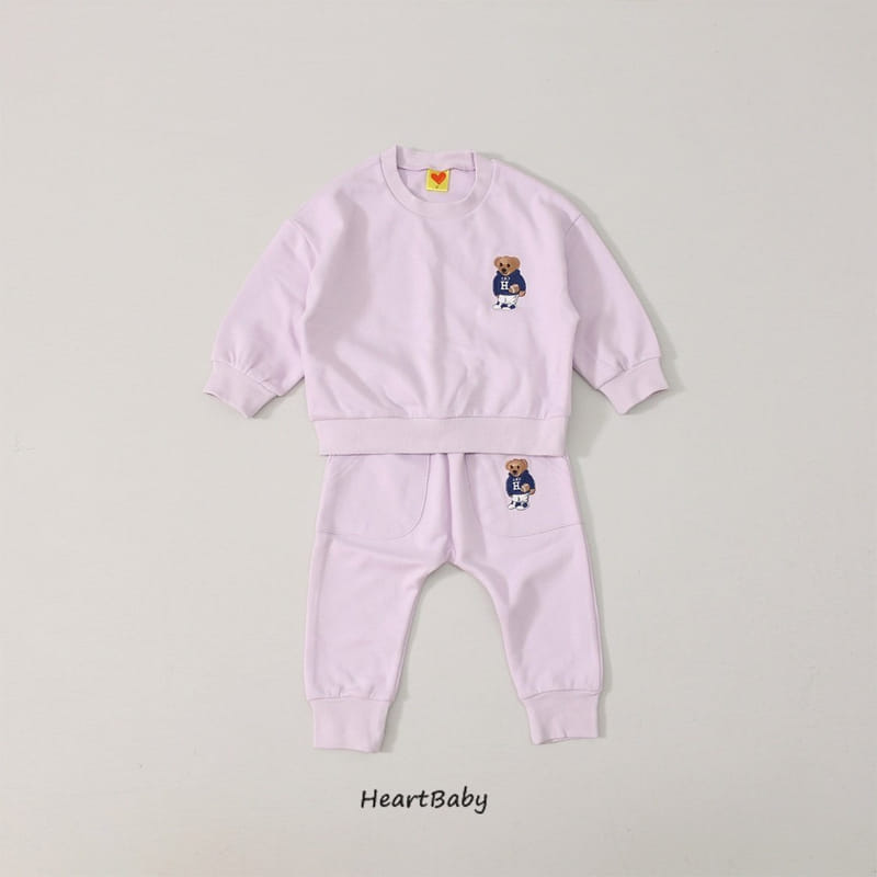 Heart Baby - Korean Children Fashion - #magicofchildhood - Bear Embroidery Top Bottom Set - 9