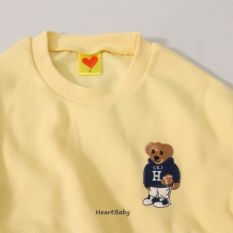 Heart Baby - Korean Children Fashion - #minifashionista - Bear Embroidery Top Bottom Set - 10