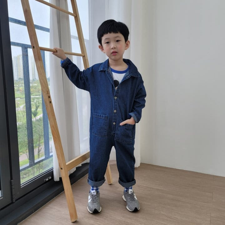 Heart Baby - Korean Children Fashion - #prettylittlegirls - Denim Pocket Jumpsuit - 5