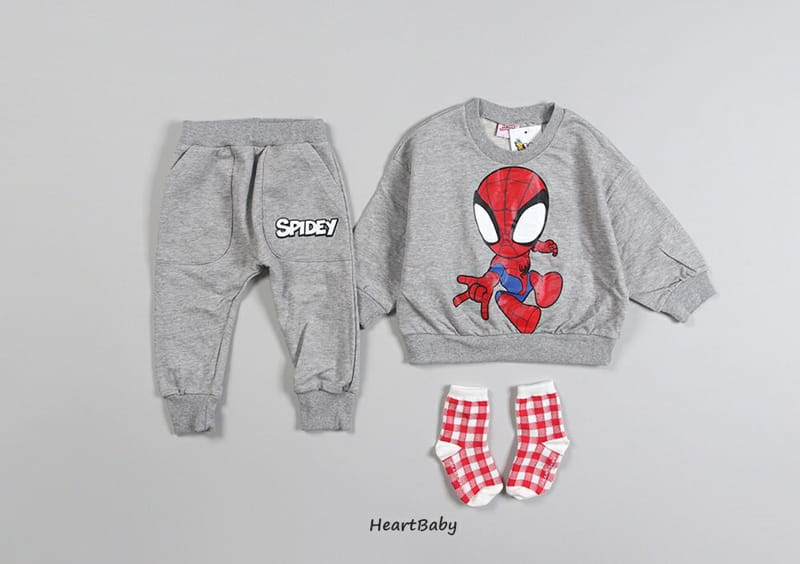 Heart Baby - Korean Children Fashion - #toddlerclothing - Spider Man Top Bottom Set - 4