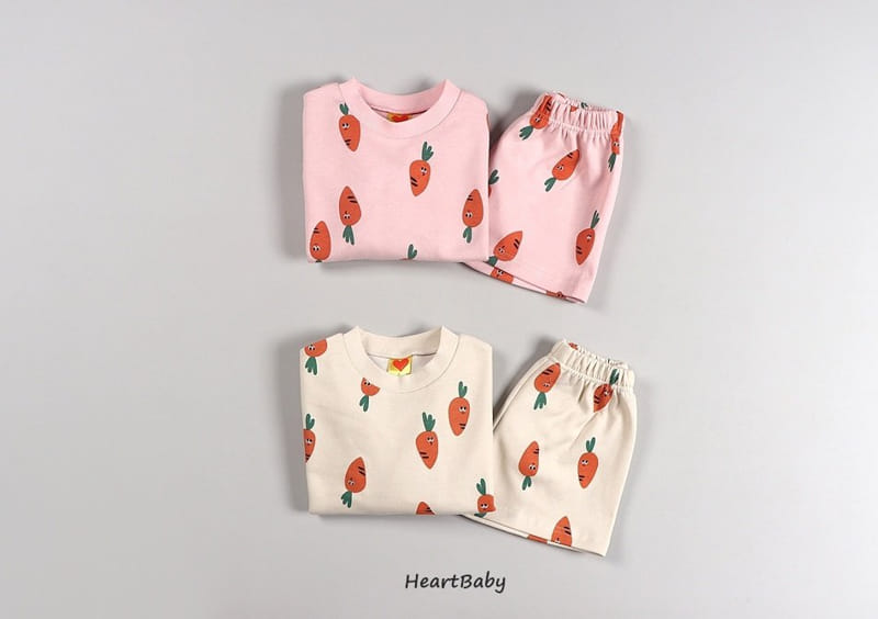 Heart Baby - Korean Children Fashion - #stylishchildhood - Carrot Shorts Top Bottom Set - 2