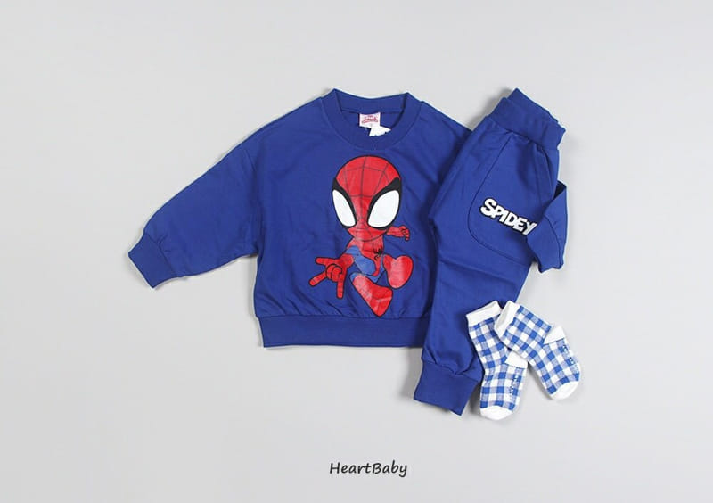 Heart Baby - Korean Children Fashion - #todddlerfashion - Spider Man Top Bottom Set - 2