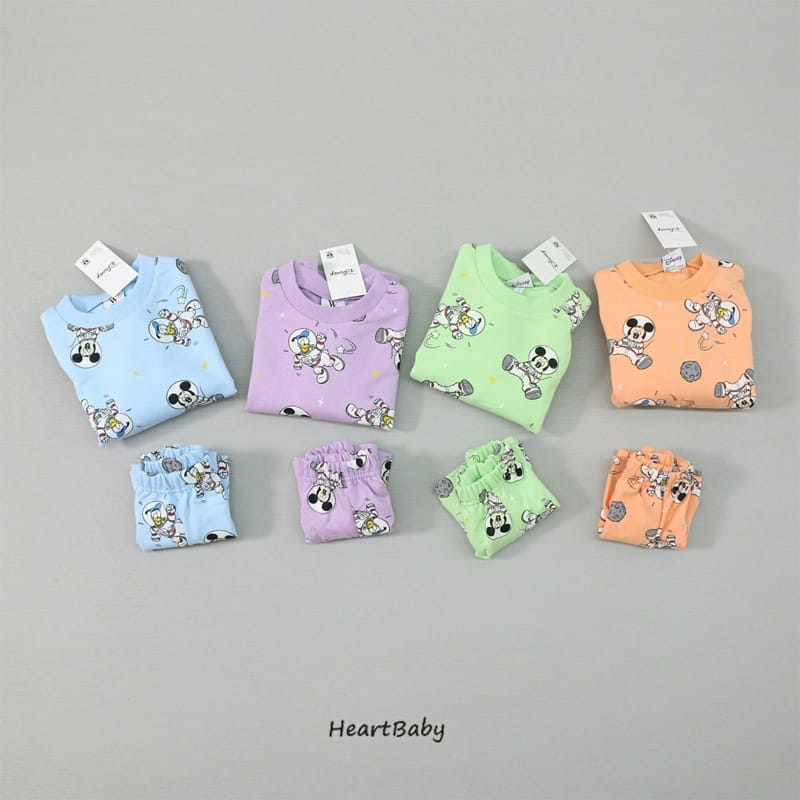 Heart Baby - Korean Children Fashion - #todddlerfashion - Space Mickey Top Bottom Set