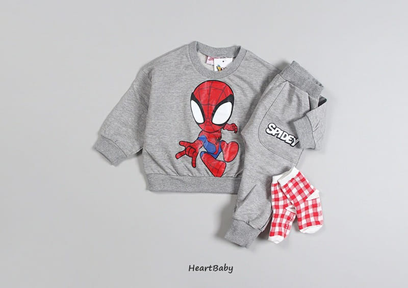 Heart Baby - Korean Children Fashion - #toddlerclothing - Spider Man Top Bottom Set - 3