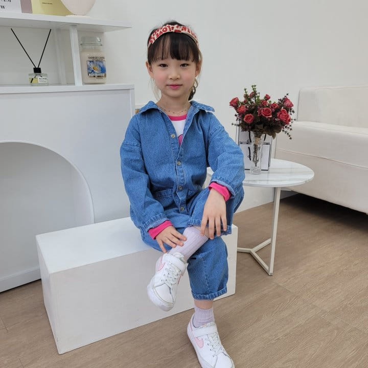 Heart Baby - Korean Children Fashion - #toddlerclothing - Denim Pocket Jumpsuit - 7