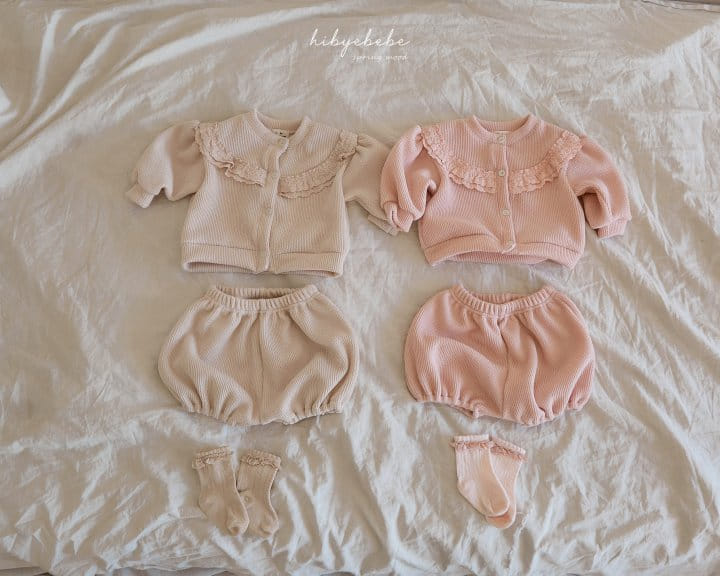 Hi Byebebe - Korean Baby Fashion - #babyboutique - Lace Frill Knit Top Bottom Set - 3