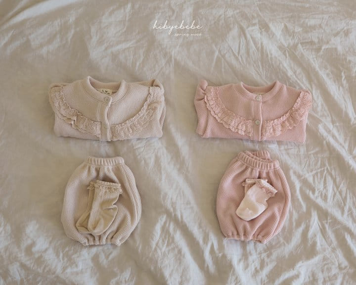 Hi Byebebe - Korean Baby Fashion - #babyfashion - Lace Frill Knit Top Bottom Set - 6