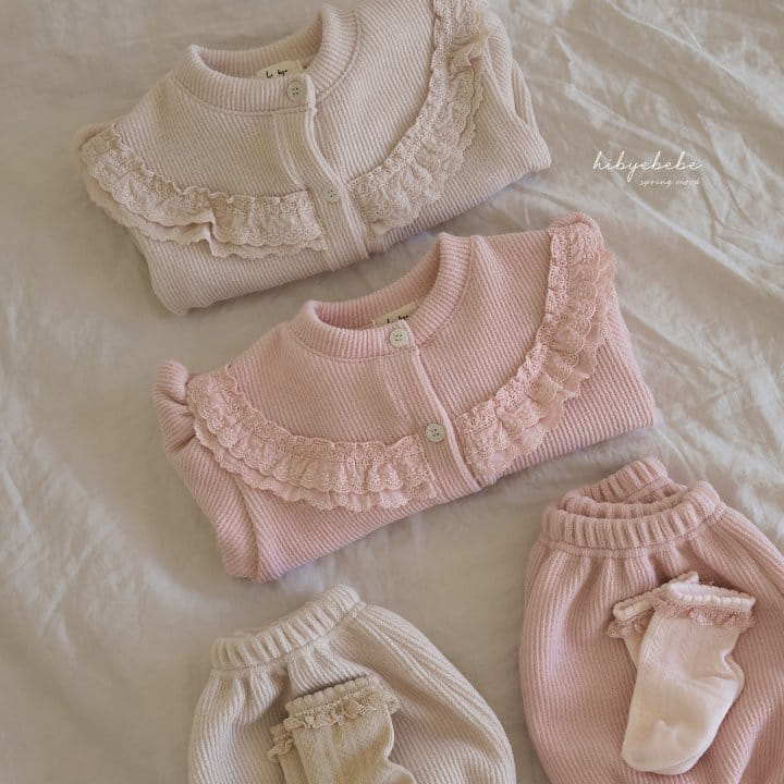 Hi Byebebe - Korean Baby Fashion - #babyfever - Lace Frill Knit Top Bottom Set - 7