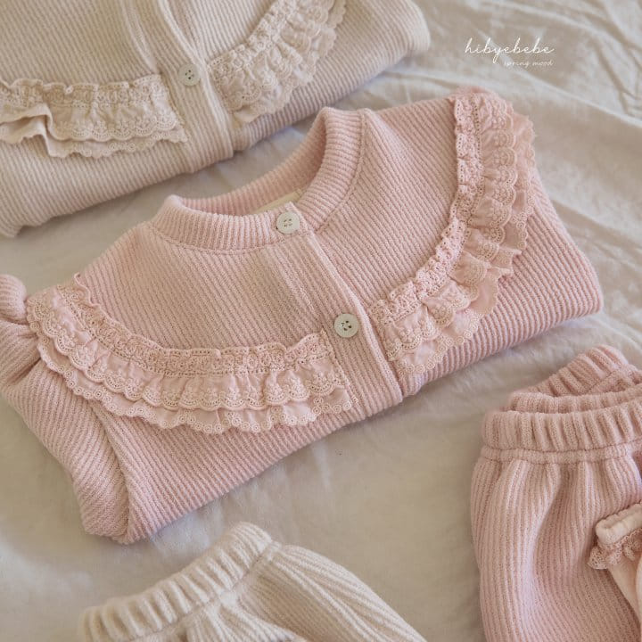 Hi Byebebe - Korean Baby Fashion - #babygirlfashion - Lace Frill Knit Top Bottom Set - 8