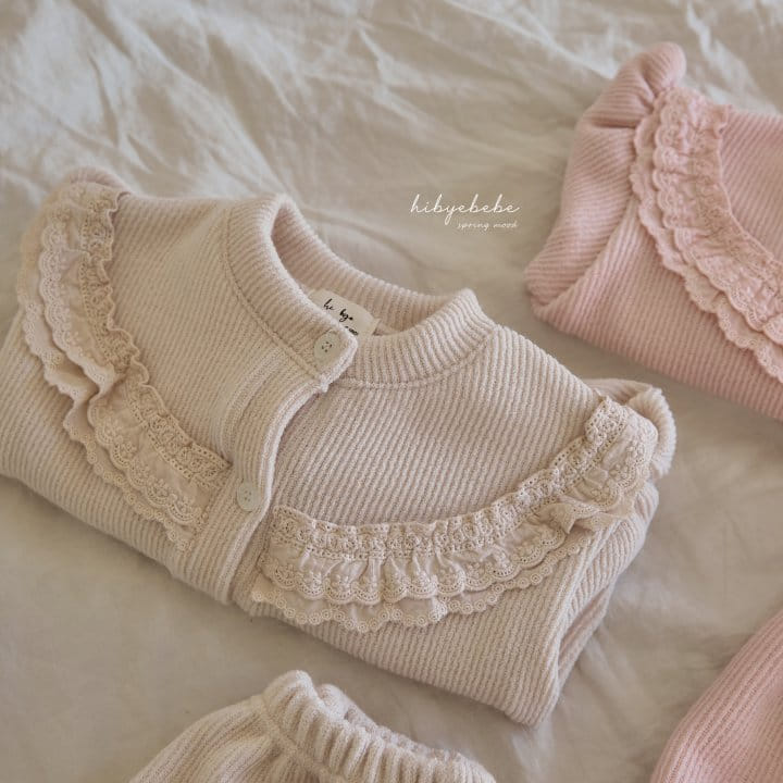 Hi Byebebe - Korean Baby Fashion - #babylifestyle - Lace Frill Knit Top Bottom Set - 9