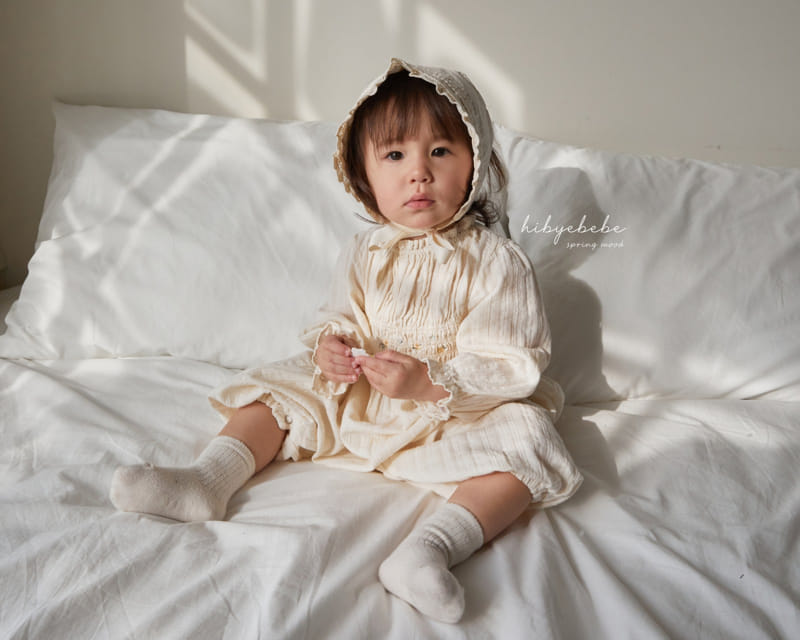 Hi Byebebe - Korean Baby Fashion - #babyoutfit - Flower Embrodiery Smocking Bodysuit - 3