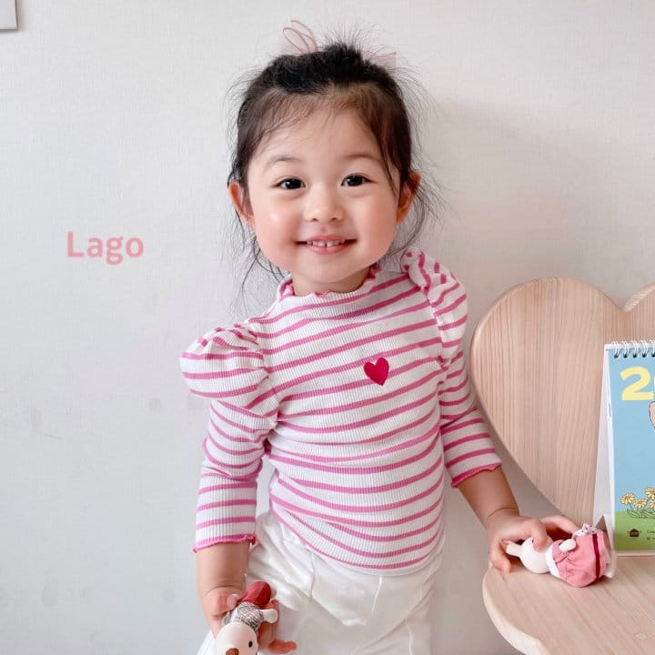 Lago - Korean Children Fashion - #designkidswear - Heart Stripes Tee - 2