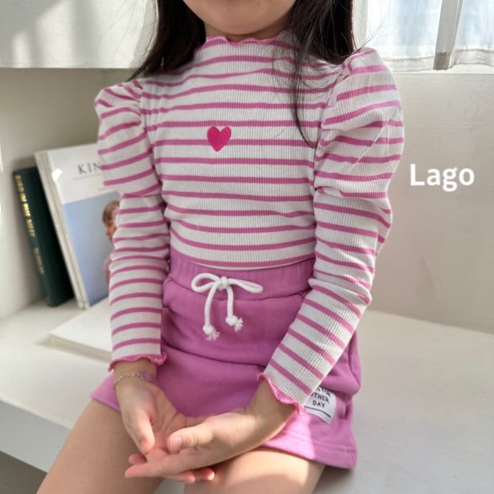 Lago - Korean Children Fashion - #kidsshorts - Heart Stripes Tee - 5