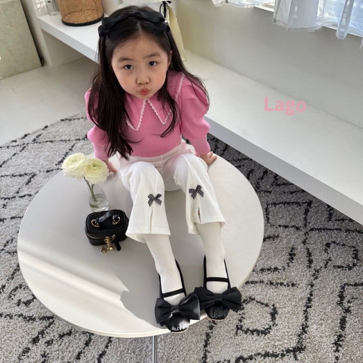 Lago - Korean Children Fashion - #todddlerfashion - Check Ribbon Pants - 6