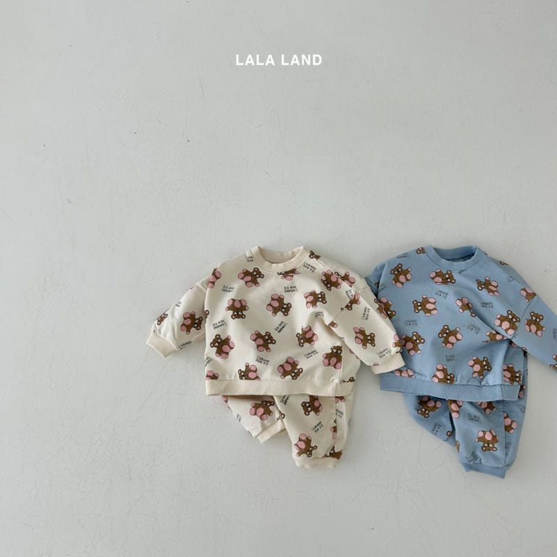 Lalaland - Korean Baby Fashion - #babyboutique - Bebe Sketch Bear Top Bottom Set