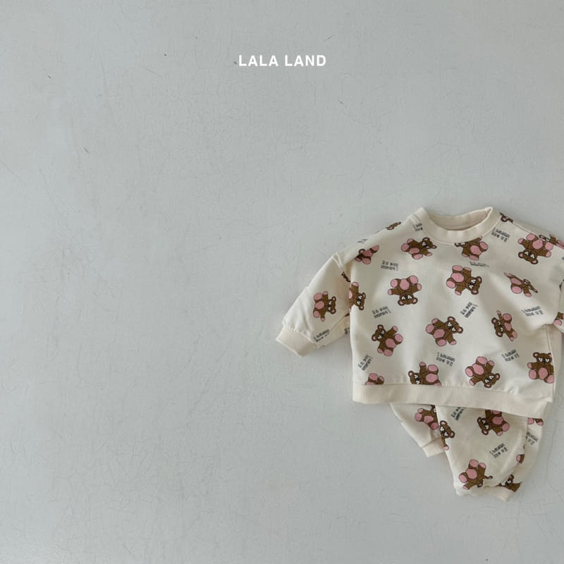 Lalaland - Korean Baby Fashion - #babygirlfashion - Bebe Sketch Bear Top Bottom Set - 6