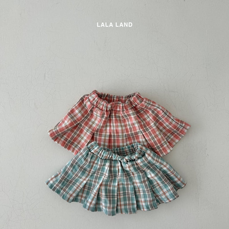 Lalaland - Korean Children Fashion - #kidsshorts - Double Check Wrinkle Skirt