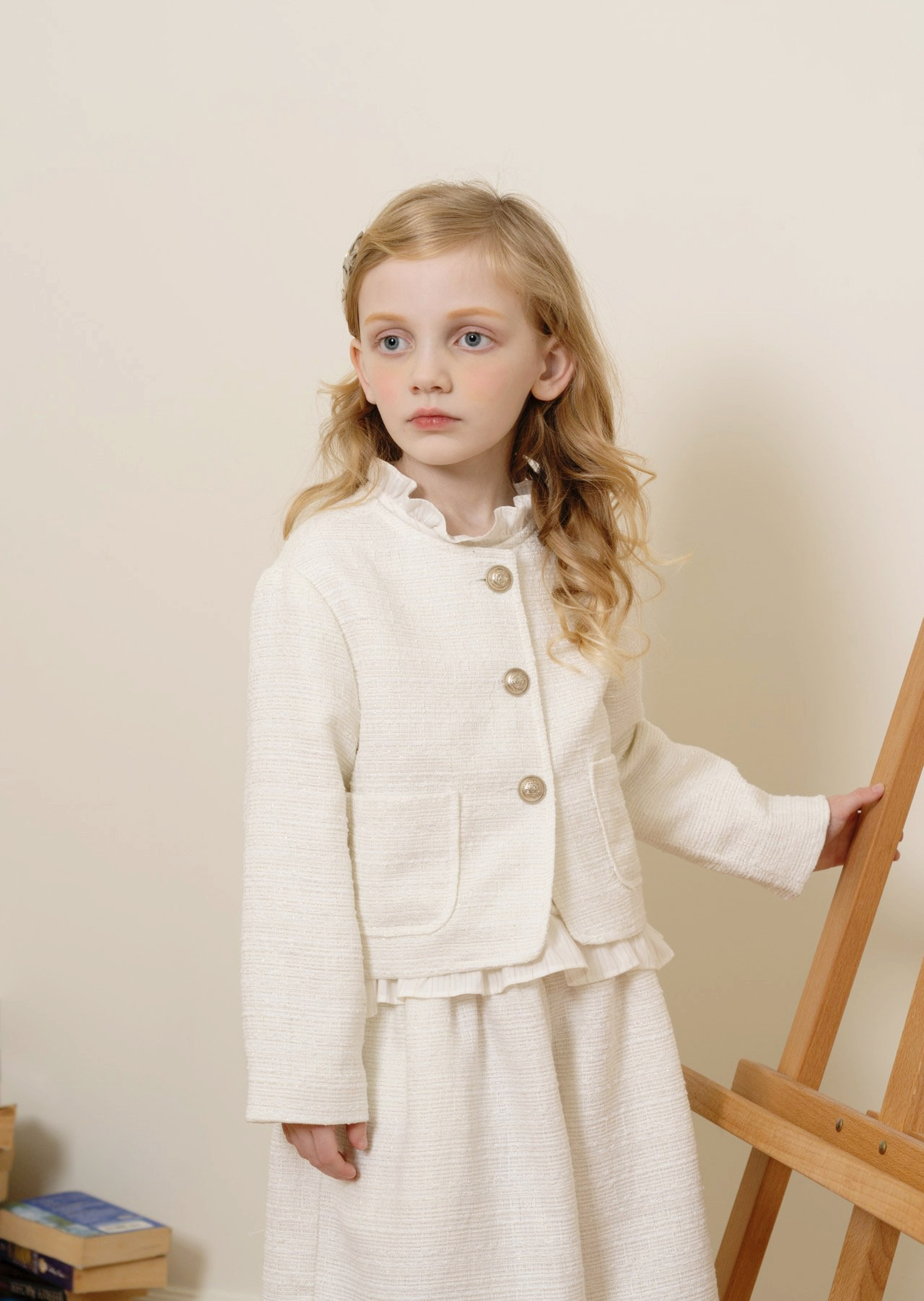 Le Bev - Korean Children Fashion - #kidsstore - Gold Twid Jacket - 8