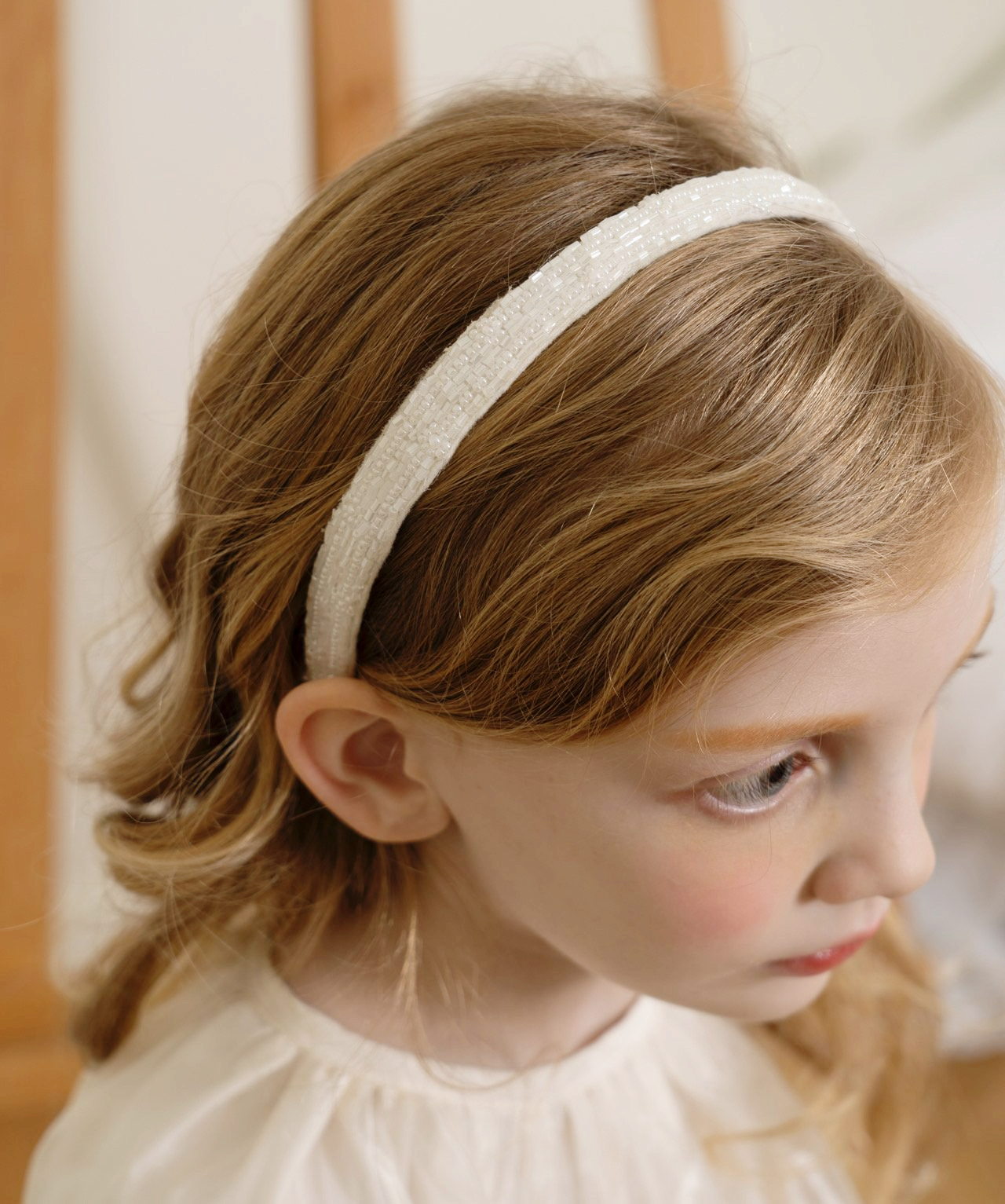 Le Bev - Korean Children Fashion - #littlefashionista - White Beeds Hairband - 2