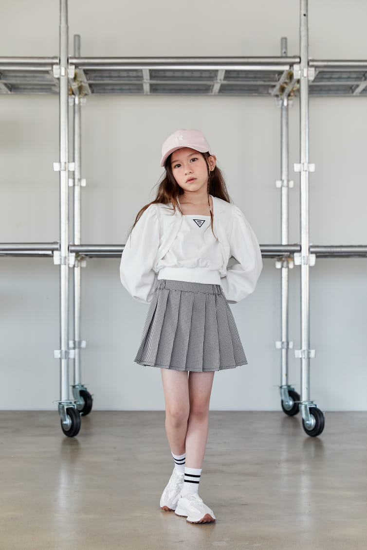 Lilas - Korean Children Fashion - #magicofchildhood - Check Wrinkle Skirt