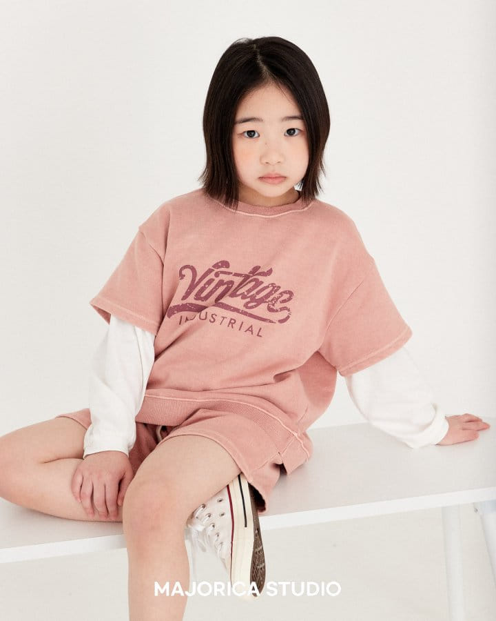 Majorica - Korean Children Fashion - #kidsshorts - Vintage Pigment Top Bottom Set