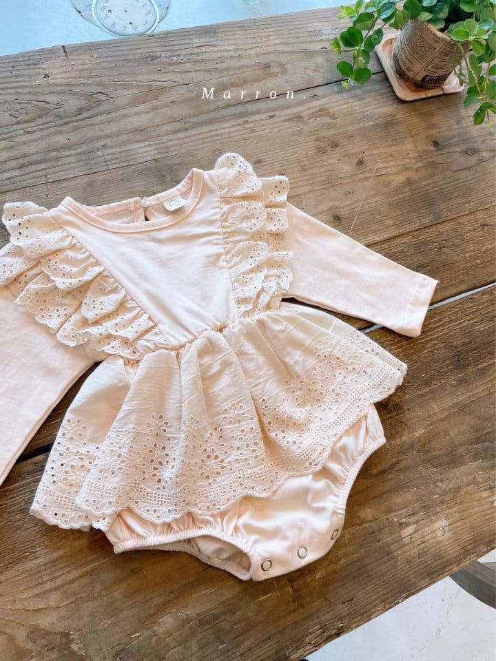 Marron Kid - Korean Baby Fashion - #babyboutique - Vanilla Lace Bodysuit - 3