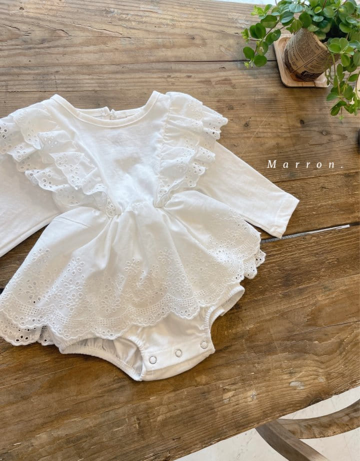 Marron Kid - Korean Baby Fashion - #babyboutique - Vanilla Lace Bodysuit - 4